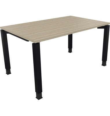 Schreibtisch All in One, manuell höhenverstellbar, 68-82cm (H), 140x90cm (BxT), rechteckig, eiche natur / anthrazit metallic
