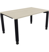 Schreibtisch All in One, manuell höhenverstellbar, 68-82cm (H), 140x90cm (BxT), rechteckig, akazie hell / anthrazit metallic