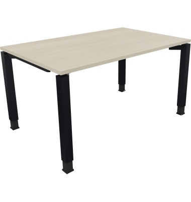 Schreibtisch All in One, manuell höhenverstellbar, 68-82cm (H), 140x90cm (BxT), rechteckig, akazie hell / anthrazit metallic