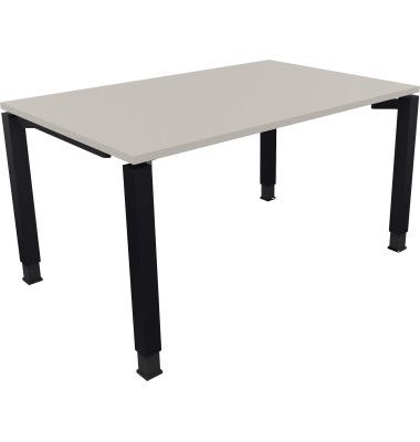 Schreibtisch All in One, manuell höhenverstellbar, 68-82cm (H), 140x90cm (BxT), rechteckig, lichtgrau / anthrazit metallic