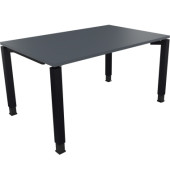Schreibtisch All in One, manuell h&ouml;henverstellbar, 68-82cm (H), 140x90cm (BxT), rechteckig, lavagrau / anthrazit metallic