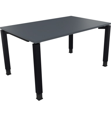 Schreibtisch All in One, manuell höhenverstellbar, 68-82cm (H), 140x90cm (BxT), rechteckig, lavagrau / anthrazit metallic