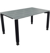 Schreibtisch All in One, manuell höhenverstellbar, 68-82cm (H), 140x90cm (BxT), rechteckig, beton hell / anthrazit metallic