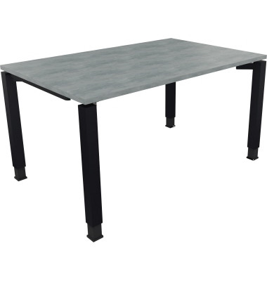 Schreibtisch All in One, manuell h&ouml;henverstellbar, 68-82cm (H), 140x90cm (BxT), rechteckig, beton hell / anthrazit metallic