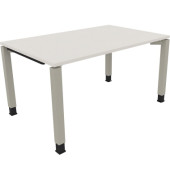 Schreibtisch All in One, manuell höhenverstellbar, 68-82cm (H), 140x90cm (BxT), rechteckig, weiß / silberaluminium