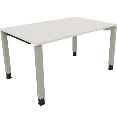 Schreibtisch All in One, manuell h&ouml;henverstellbar, 68-82cm (H), 140x90cm (BxT), rechteckig, wei&szlig; / silberaluminium