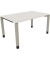 Schreibtisch All in One, manuell höhenverstellbar, 68-82cm (H), 140x90cm (BxT), rechteckig, weiß / silberaluminium