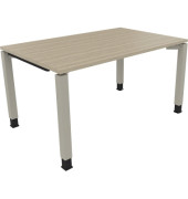 Schreibtisch All in One, manuell höhenverstellbar, 68-82cm (H), 140x90cm (BxT), rechteckig, eiche natur / silberaluminium