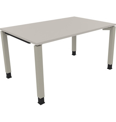 Schreibtisch All in One, manuell h&ouml;henverstellbar, 68-82cm (H), 140x90cm (BxT), rechteckig, lichtgrau / silberaluminium
