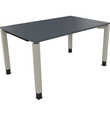 Schreibtisch All in One, manuell h&ouml;henverstellbar, 68-82cm (H), 140x90cm (BxT), rechteckig, lavagrau / silberaluminium