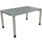 Schreibtisch All in One, manuell höhenverstellbar, 68-82cm (H), 140x90cm (BxT), rechteckig, beton hell / silberaluminium