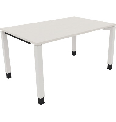 Schreibtisch All in One, manuell höhenverstellbar, 68-82cm (H), 140x90cm (BxT), rechteckig, weiß / weiß