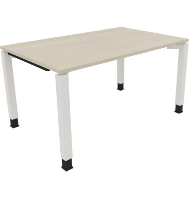 Schreibtisch All in One, manuell h&ouml;henverstellbar, 68-82cm (H), 140x90cm (BxT), rechteckig, akazie hell / wei&szlig;