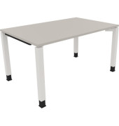 Schreibtisch All in One, manuell h&ouml;henverstellbar, 68-82cm (H), 140x90cm (BxT), rechteckig, lichtgrau / wei&szlig;