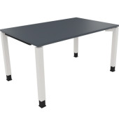 Schreibtisch All in One, manuell höhenverstellbar, 68-82cm (H), 140x90cm (BxT), rechteckig, lavagrau / weiß