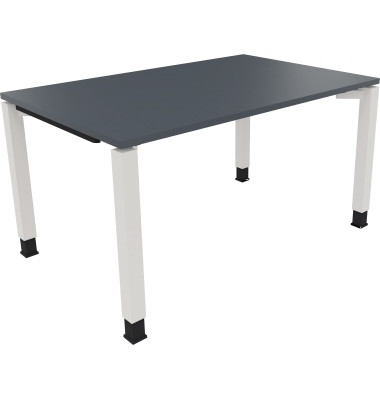 Schreibtisch All in One, manuell höhenverstellbar, 68-82cm (H), 140x90cm (BxT), rechteckig, lavagrau / weiß