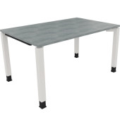Schreibtisch All in One, manuell höhenverstellbar, 68-82cm (H), 140x90cm (BxT), rechteckig, beton hell / weiß