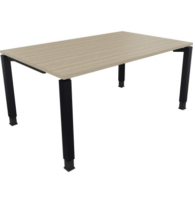 Schreibtisch All in One, manuell höhenverstellbar, 68-82cm (H), 160x100cm (BxT), rechteckig, eiche natur / anthrazit metallic