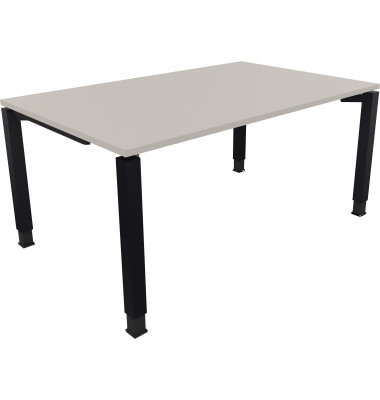 Schreibtisch All in One, manuell höhenverstellbar, 68-82cm (H), 160x100cm (BxT), rechteckig, lichtgrau / anthrazit metallic