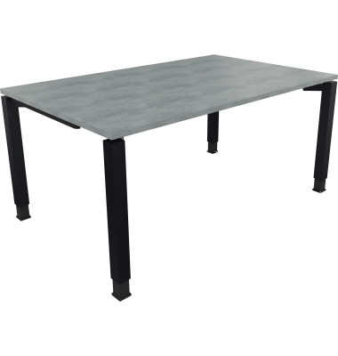 Schreibtisch All in One, manuell höhenverstellbar, 68-82cm (H), 160x100cm (BxT), rechteckig, beton hell / anthrazit metallic