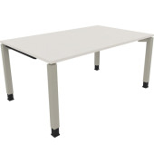 Schreibtisch All in One, manuell höhenverstellbar, 68-82cm (H), 160x100cm (BxT), rechteckig, weiß / silberaluminium