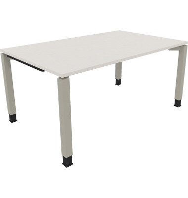 Schreibtisch All in One, manuell h&ouml;henverstellbar, 68-82cm (H), 160x100cm (BxT), rechteckig, wei&szlig; / silberaluminium