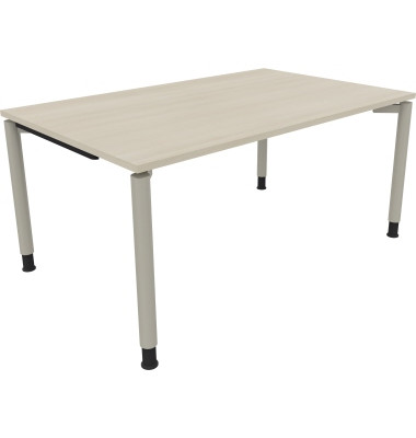 Schreibtisch All in One, manuell h&ouml;henverstellbar, 68-82cm (H), 160x100cm (BxT), rechteckig, eiche natur / silberaluminium