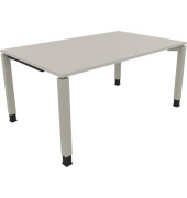 Schreibtisch All in One, manuell höhenverstellbar, 68-82cm (H), 160x100cm (BxT), rechteckig, lichtgrau / silberaluminium