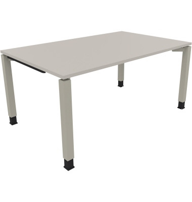 Schreibtisch All in One, manuell höhenverstellbar, 68-82cm (H), 160x100cm (BxT), rechteckig, lichtgrau / silberaluminium Schreibtisch All in One, manuell höhenverstellbar, 68-82cm (H), 160x100cm (BxT), rechteckig, lichtgrau / silberaluminium