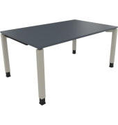 Schreibtisch All in One, manuell höhenverstellbar, 68-82cm (H), 160x100cm (BxT), rechteckig, lavagrau / silberaluminium