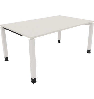 Schreibtisch All in One, manuell h&ouml;henverstellbar, 68-82cm (H), 160x100cm (BxT), rechteckig, wei&szlig; / wei&szlig;
