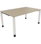 Schreibtisch All in One, manuell höhenverstellbar, 68-82cm (H), 160x100cm (BxT), rechteckig, eiche natur / weiß