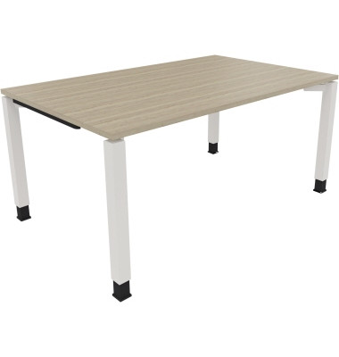 Schreibtisch All in One, manuell h&ouml;henverstellbar, 68-82cm (H), 160x100cm (BxT), rechteckig, eiche natur / wei&szlig;