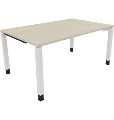Schreibtisch All in One, manuell h&ouml;henverstellbar, 68-82cm (H), 160x100cm (BxT), rechteckig, akazie hell / wei&szlig;