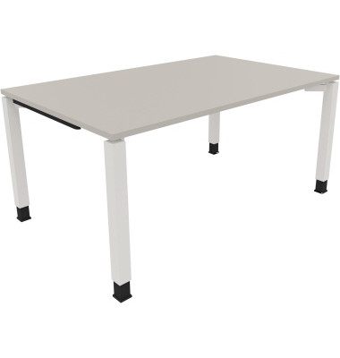 Schreibtisch All in One, manuell h&ouml;henverstellbar, 68-82cm (H), 160x100cm (BxT), rechteckig, lichtgrau / wei&szlig;