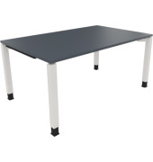 Schreibtisch All in One, manuell höhenverstellbar, 68-82cm (H), 160x100cm (BxT), rechteckig, lavagrau / weiß