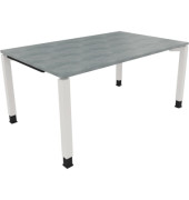 Schreibtisch All in One, manuell höhenverstellbar, 68-82cm (H), 160x100cm (BxT), rechteckig, beton hell / weiß