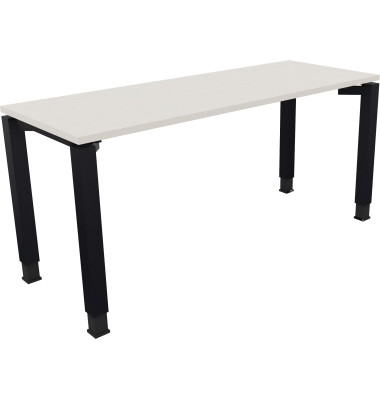 Schreibtisch All in One, manuell h&ouml;henverstellbar, 68-82cm (H), 160x60cm (BxT), rechteckig, wei&szlig; / anthrazit metallic