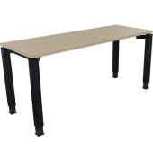 Schreibtisch All in One, manuell höhenverstellbar, 68-82cm (H), 160x60cm (BxT), rechteckig, eiche natur / anthrazit metallic
