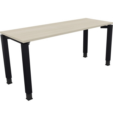 Schreibtisch All in One, manuell h&ouml;henverstellbar, 68-82cm (H), 160x60cm (BxT), rechteckig, akazie hell / anthrazit metallic