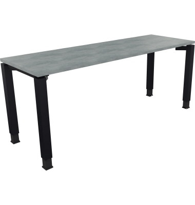 Schreibtisch All in One, manuell höhenverstellbar, 68-82cm (H), 160x60cm (BxT), rechteckig, beton hell / anthrazit metallic Schreibtisch All in One, manuell höhenverstellbar, 68-82cm (H), 160x60cm (BxT), rechteckig, beton hell / anthrazit metallic