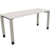 Schreibtisch All in One, manuell höhenverstellbar, 68-82cm (H), 160x60cm (BxT), rechteckig, weiß / silberaluminium