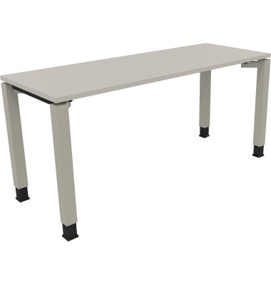 Schreibtisch All in One, manuell h&ouml;henverstellbar, 68-82cm (H), 160x60cm (BxT), rechteckig, lichtgrau / silberaluminium