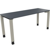 Schreibtisch All in One, manuell höhenverstellbar, 68-82cm (H), 160x60cm (BxT), rechteckig, lavagrau / silberaluminium