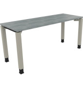 Schreibtisch All in One, manuell höhenverstellbar, 68-82cm (H), 160x60cm (BxT), rechteckig, beton hell / silberaluminium