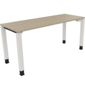Schreibtisch All in One, manuell höhenverstellbar, 68-82cm (H), 160x60cm (BxT), rechteckig, eiche natur / weiß
