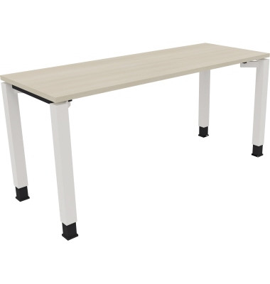 Schreibtisch All in One, manuell h&ouml;henverstellbar, 68-82cm (H), 160x60cm (BxT), rechteckig, akazie hell / wei&szlig;