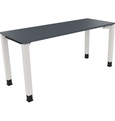 Schreibtisch All in One, manuell höhenverstellbar, 68-82cm (H), 160x60cm (BxT), rechteckig, lavagrau / weiß Schreibtisch All in One, manuell höhenverstellbar, 68-82cm (H), 160x60cm (BxT), rechteckig, lavagrau / weiß