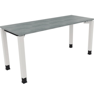 Schreibtisch All in One, manuell höhenverstellbar, 68-82cm (H), 160x70cm (BxT), rechteckig, beton hell / weiß