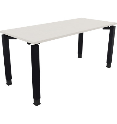 Schreibtisch All in One, manuell höhenverstellbar, 68-82cm (H), 160x70cm (BxT), rechteckig, weiß / anthrazit metallic